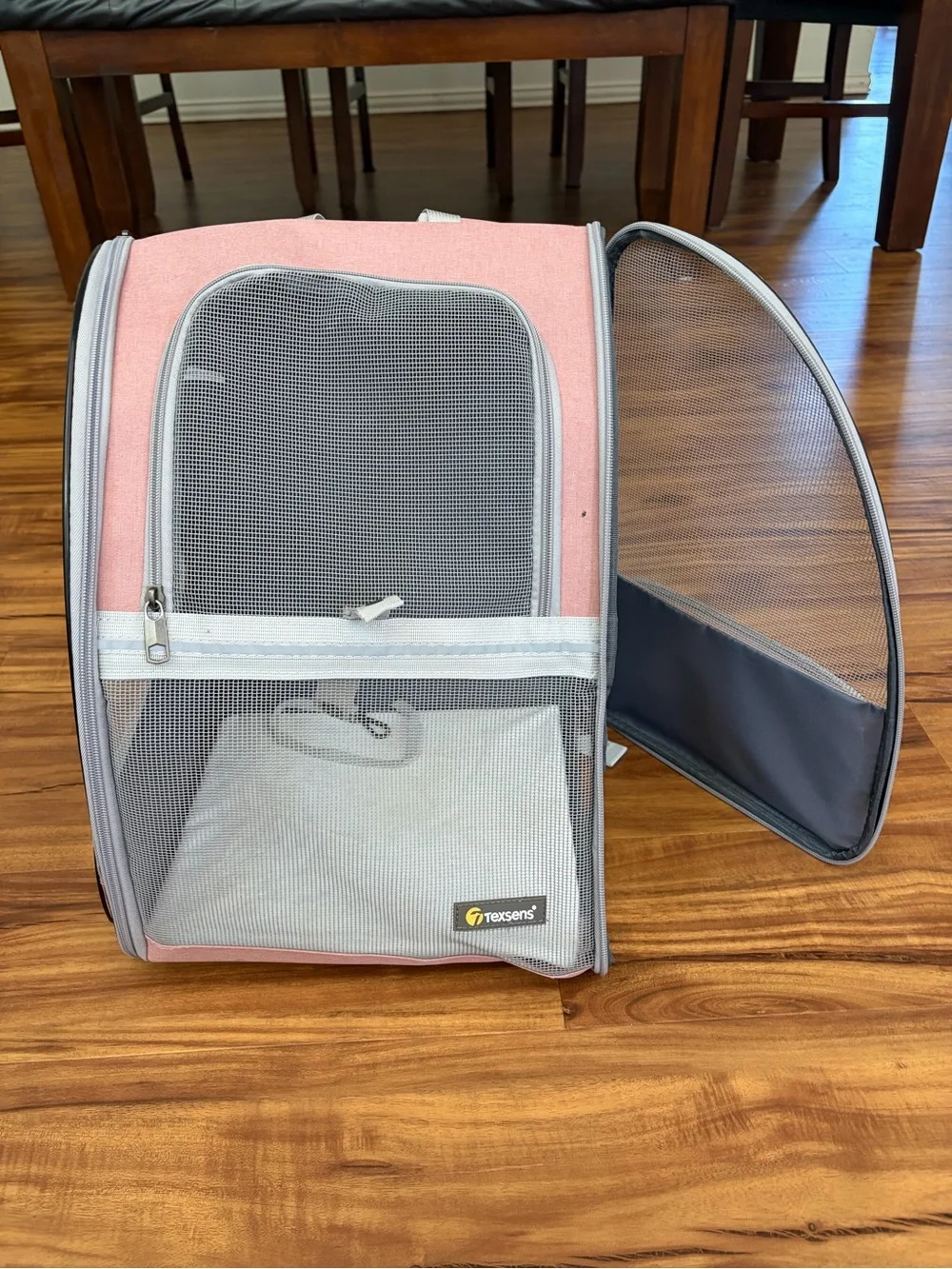 Texsens Pink & Gray Mesh Pet Carrier